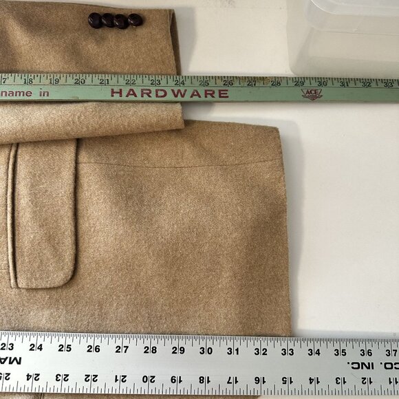 Mens Tan Lambswool Blazer Vtg Lands End XL Jacket 2 Button Lined 42R Camel Hair - Picture 6 of 10